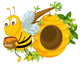 A Bee Holding a Pot of Honey near the Beehive Wall Decal