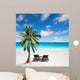 Relaxing under a palm tree on remote beach. 
