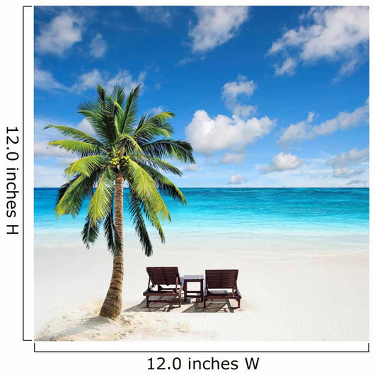 Relaxing under a palm tree on remote beach. 