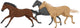 Three Isolated Galloping Horses 