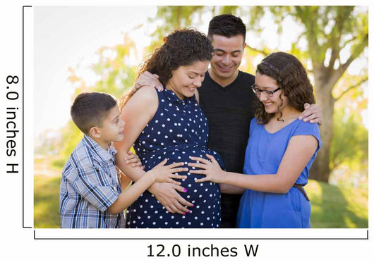 Hispanic Family Hands on Pregnant Mother Tummy Feeling Baby Kick 