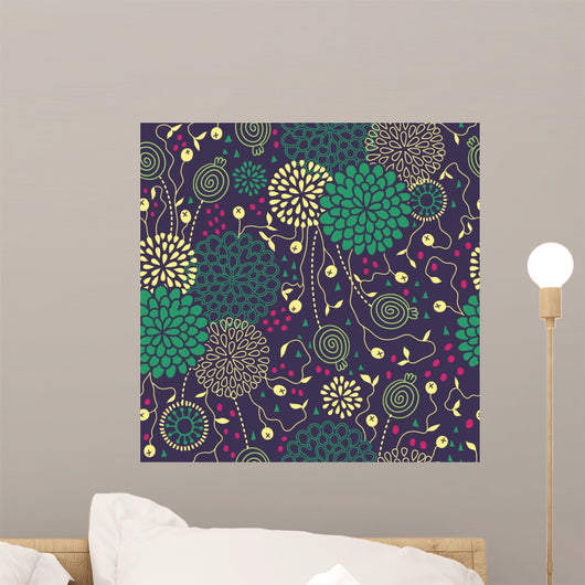 Seamless Floral Pattern Wall Decal Design 3