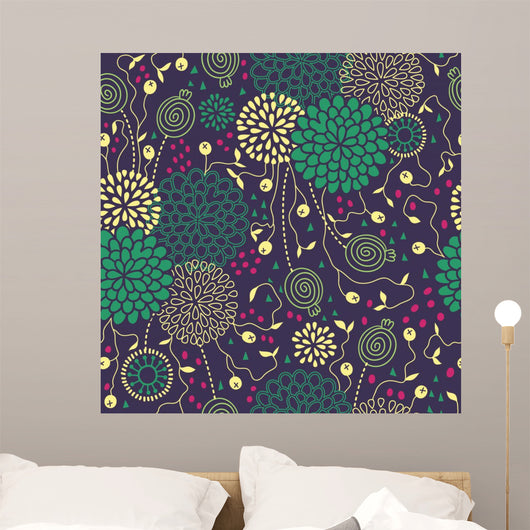 Seamless Floral Pattern Wall Decal Design 3