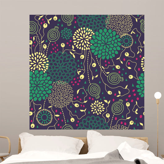Seamless Floral Pattern Wall Decal Design 3