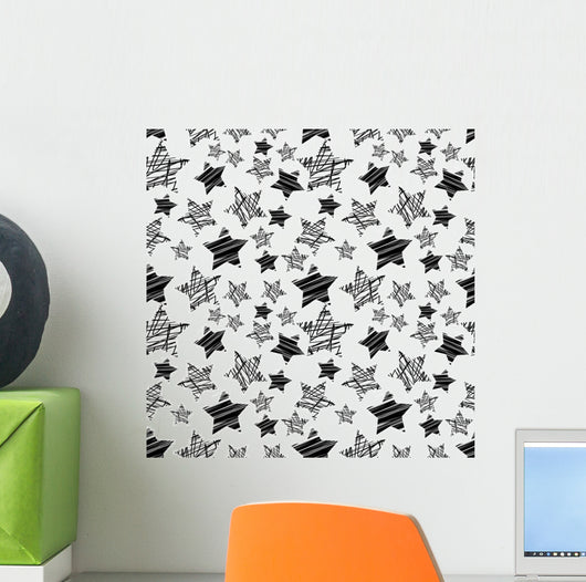 Seamless Black Star Pattern Wall Decal