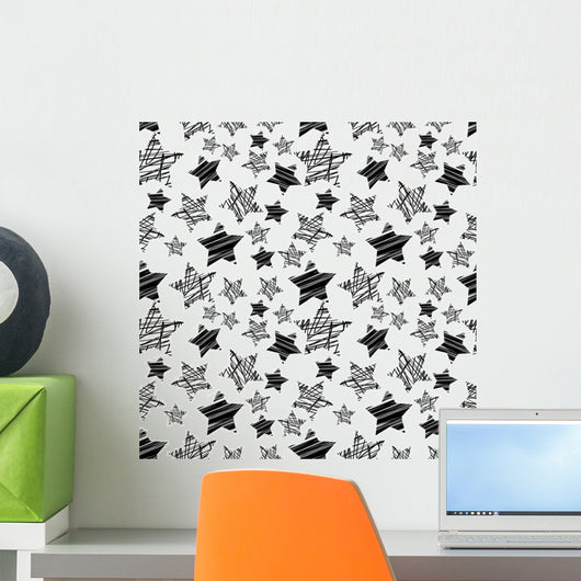 Seamless Black Star Pattern Wall Decal