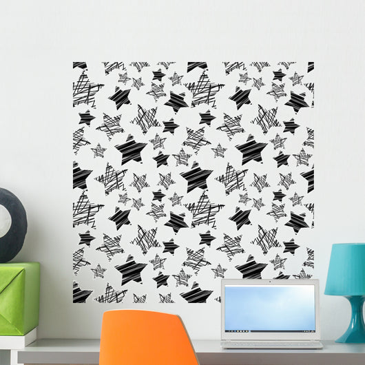Seamless Black Star Pattern Wall Decal