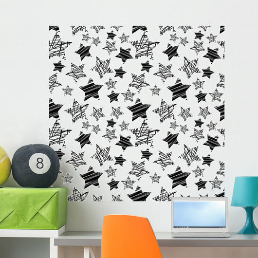 Seamless Black Star Pattern Wall Decal