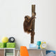 Side View of a Young Bornean Orangutan Climbing on a Tree Trunk Wall Decal