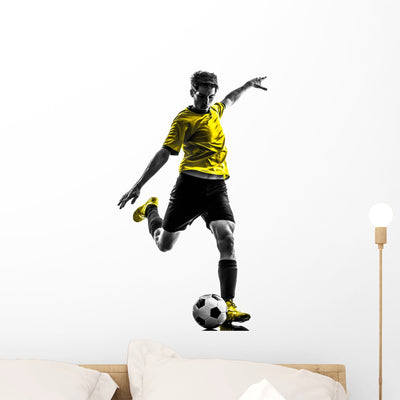 Brazilian Soccer Futbol Player Wall Decal shown on a wall