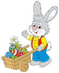 Easter Bunny with a cart filled with painted eggs Wall Decal