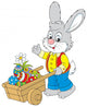 Easter Bunny with a cart filled with painted eggs Wall Decal