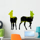 Doe venison deer animal silhouettes in wild nature forest landsc Wall Decal