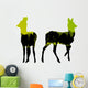 Doe venison deer animal silhouettes in wild nature forest landsc Wall Decal