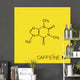 Caffeine molecule and cup of coffee over burlap texture 