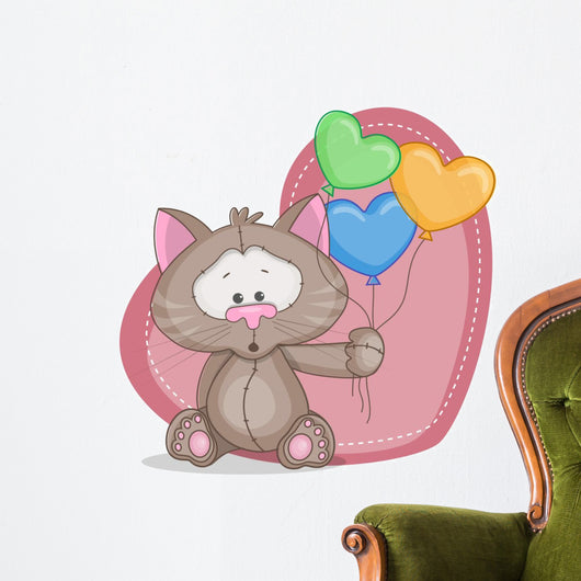 Cat with baloons Wall Decal