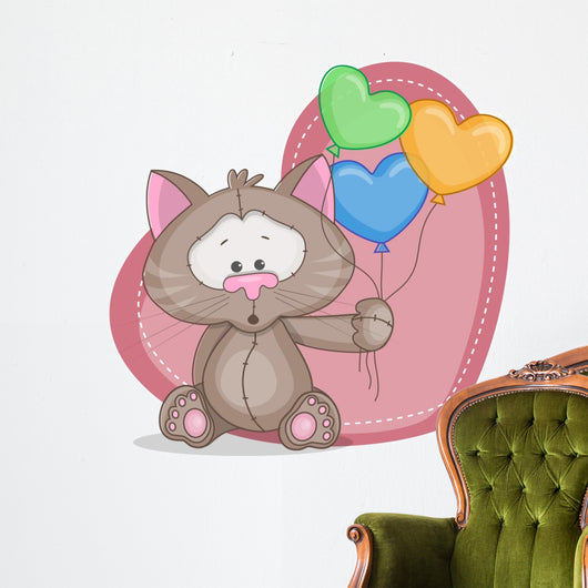 Cat with baloons Wall Decal