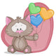 Cat with baloons Wall Decal