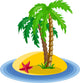 Simple Tropical Island with Palm Trees 