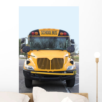 Front School Bus Wall Mural shown on a wall