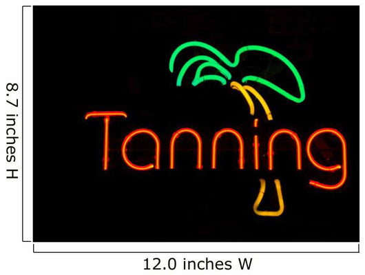 Colorful Neon Sign Advertising a Tanning Booth 