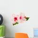 two pink hibiscus flowers with leaves Wall Decal