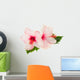 two pink hibiscus flowers with leaves Wall Decal