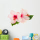 two pink hibiscus flowers with leaves Wall Decal