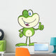 Cute Green Frog Cartoon Character Winking and Holding a Thumb up Wall Decal