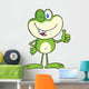 Cute Green Frog Cartoon Character Winking and Holding a Thumb up Wall Decal