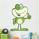 Cute Green Frog Cartoon Character Winking and Holding a Thumb up Wall Decal