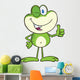 Cute Green Frog Cartoon Character Winking and Holding a Thumb up Wall Decal