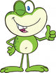 Cute Green Frog Cartoon Character Winking and Holding a Thumb up Wall Decal