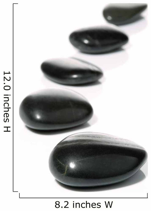 Five black pebbles in a gentle curve on a white surface Wall Mural
