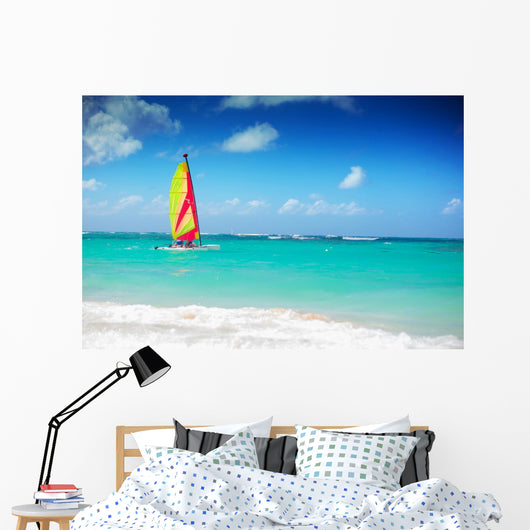 catamaran sailing in the caribbean sea 