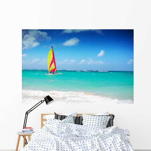 catamaran sailing in the caribbean sea 
