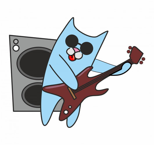 Cat in Sunglasses Plays Guitar 