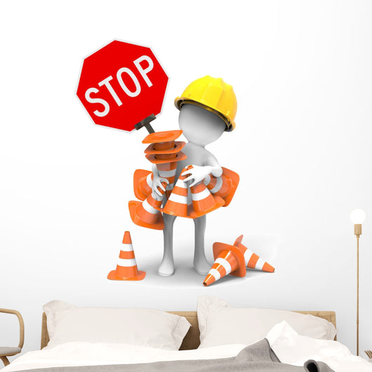 Road Sign Traffic cones Wall Decal