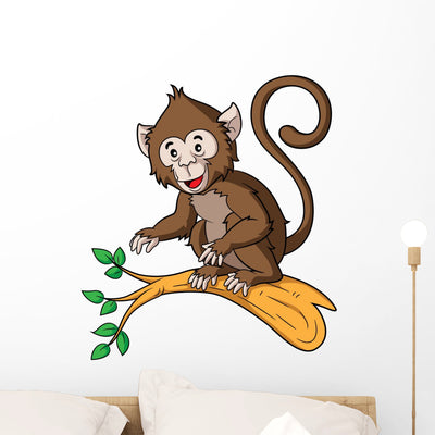 Monkey Cartoon Wall Decal shown on a wall
