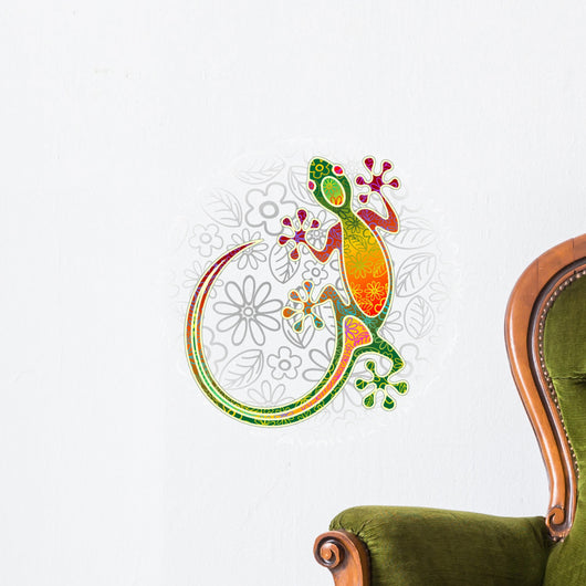 Gecko Floral Tribal Art Wall Decal