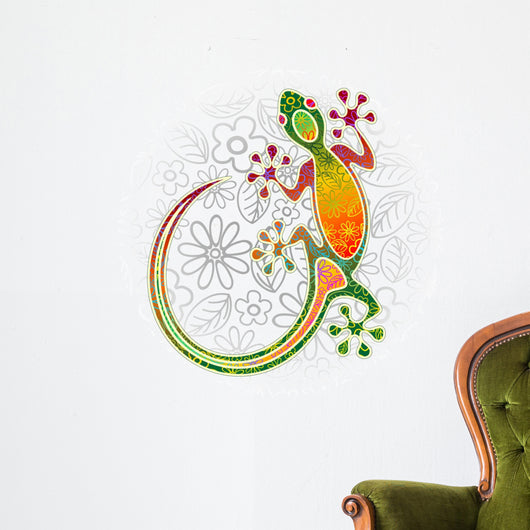 Gecko Floral Tribal Art Wall Decal