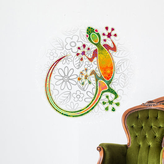 Gecko Floral Tribal Art Wall Decal