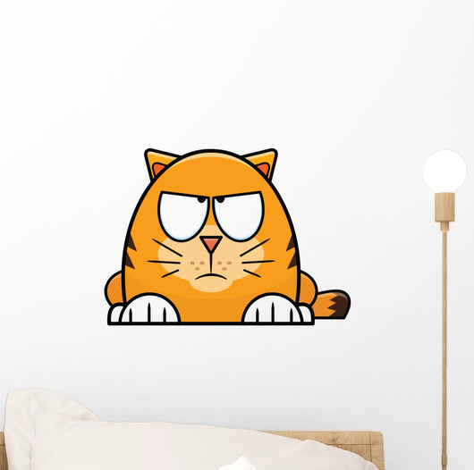 Grumpy Looking Orange Cartoon Cat Wall Decal