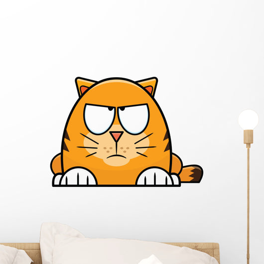 Grumpy Looking Orange Cartoon Cat Wall Decal