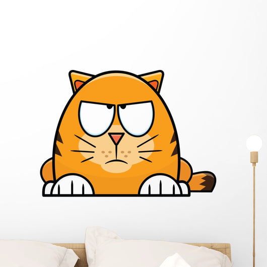 Grumpy Looking Orange Cartoon Cat Wall Decal