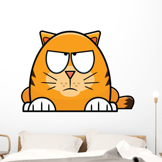 Grumpy Looking Orange Cartoon Cat Wall Decal