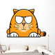 Grumpy Looking Orange Cartoon Cat Wall Decal