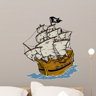 Pirate Ship shown on a wall