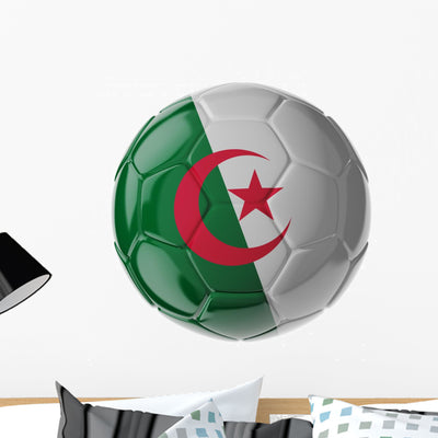 Soccer Ball Flag Algeria Wall Decal shown on a wall