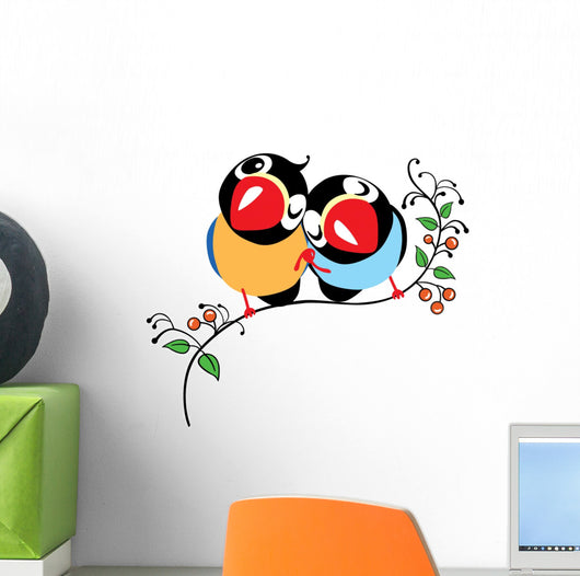 Two Cartoon Finches Birds Wall Decal